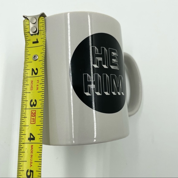 Room Essentials Stoneware He Him Coffee Mug Cream Black Pronoun Cup Mens Tea - Picture 9 of 10